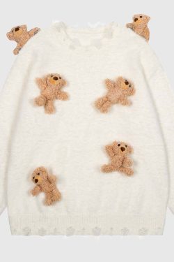 Style Core Aesthetics, New Style Trends Detachable Bear Knit Sweater