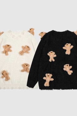 Style Core Aesthetics, New Style Trends Detachable Bear Knit Sweater