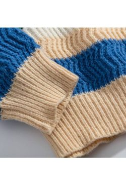 Style Core Aesthetics, New Style Trends Detachable Drawing Striped Sweater