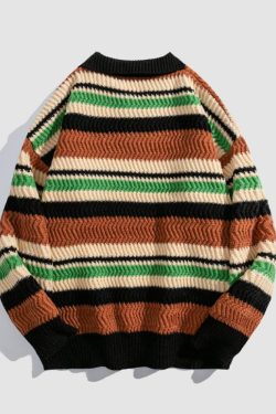 Style Core Aesthetics, New Style Trends Detachable Drawing Striped Sweater