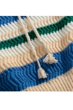 Style Core Aesthetics, New Style Trends Detachable Drawing Striped Sweater