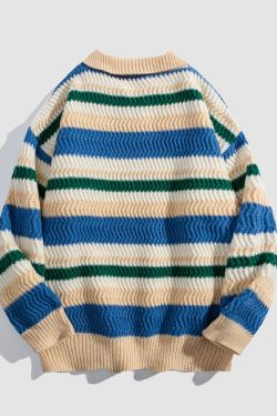 Style Core Aesthetics, New Style Trends Detachable Drawing Striped Sweater