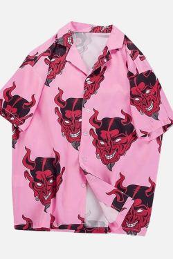 Style Core Aesthetics, New Style Trends Devil Print Summer Shirt