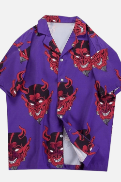 Style Core Aesthetics, New Style Trends Devil Print Summer Shirt