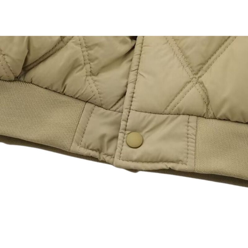 Style Core Aesthetics, New Style Trends Diamond Pattern Vintage Baseball Jacket Style Core Aesthetics, New Style Trends Diamond Pattern Vintage Baseball Jacket