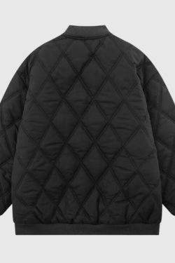 Style Core Aesthetics, New Style Trends Diamond Pattern Vintage Baseball Jacket