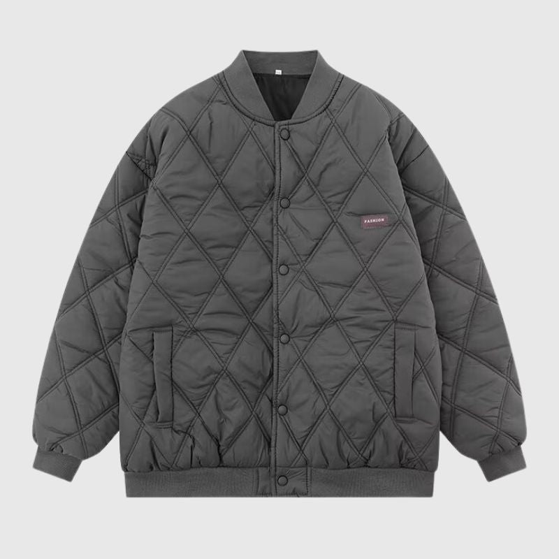 Style Core Aesthetics, New Style Trends Diamond Pattern Vintage Baseball Jacket Style Core Aesthetics, New Style Trends Diamond Pattern Vintage Baseball Jacket