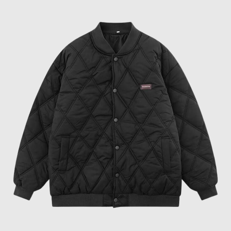 Style Core Aesthetics, New Style Trends Diamond Pattern Vintage Baseball Jacket Style Core Aesthetics, New Style Trends Diamond Pattern Vintage Baseball Jacket