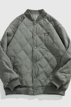 Style Core Aesthetics, New Style Trends Diamond Pattern Vintage Baseball Jacket