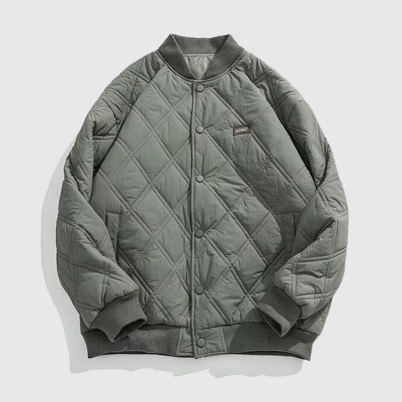 Style Core Aesthetics, New Style Trends Diamond Pattern Vintage Baseball Jacket Style Core Aesthetics, New Style Trends Diamond Pattern Vintage Baseball Jacket