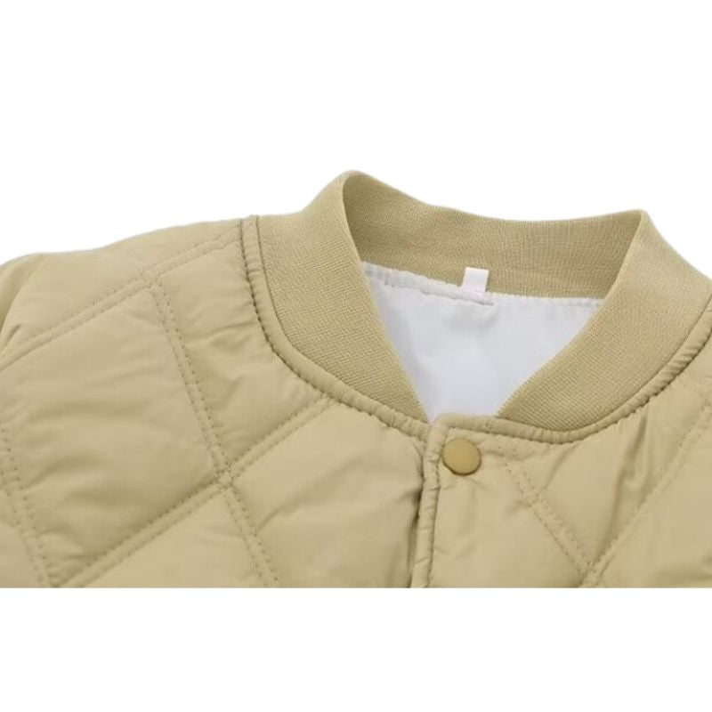 Style Core Aesthetics, New Style Trends Diamond Pattern Vintage Baseball Jacket Style Core Aesthetics, New Style Trends Diamond Pattern Vintage Baseball Jacket