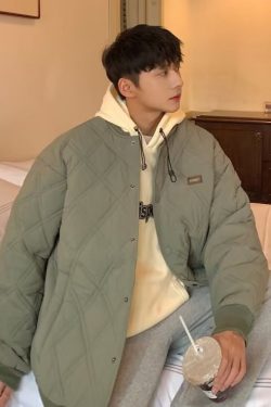 Style Core Aesthetics, New Style Trends Diamond Pattern Vintage Baseball Jacket