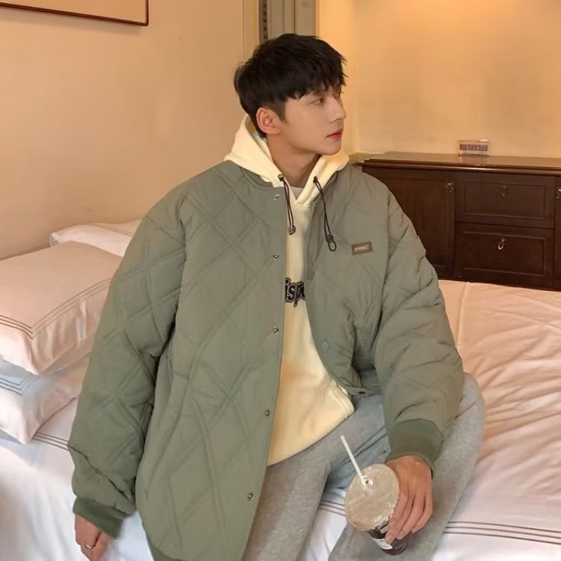 Style Core Aesthetics, New Style Trends Diamond Pattern Vintage Baseball Jacket Style Core Aesthetics, New Style Trends Diamond Pattern Vintage Baseball Jacket