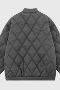 Style Core Aesthetics, New Style Trends Diamond Pattern Vintage Baseball Jacket