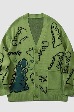 Style Core Aesthetics, New Style Trends Dinosaur Cardigan Sweater