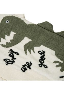 Style Core Aesthetics, New Style Trends Dinosaur Pattern Patchwork Solid Color Sweater