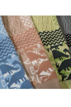 Style Core Aesthetics, New Style Trends Dinosaur Pattern Stitching Sweater