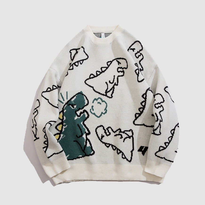 Style Core Aesthetics, New Style Trends Dinosaur Printed Sweater Style Core Aesthetics, New Style Trends Dinosaur Printed Sweater