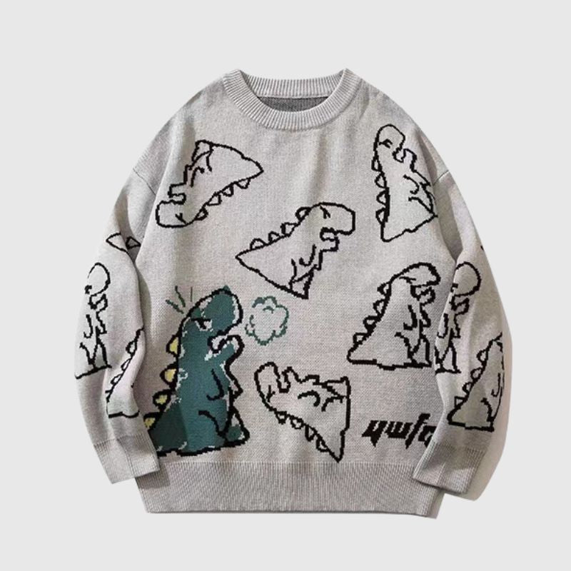 Style Core Aesthetics, New Style Trends Dinosaur Printed Sweater Style Core Aesthetics, New Style Trends Dinosaur Printed Sweater
