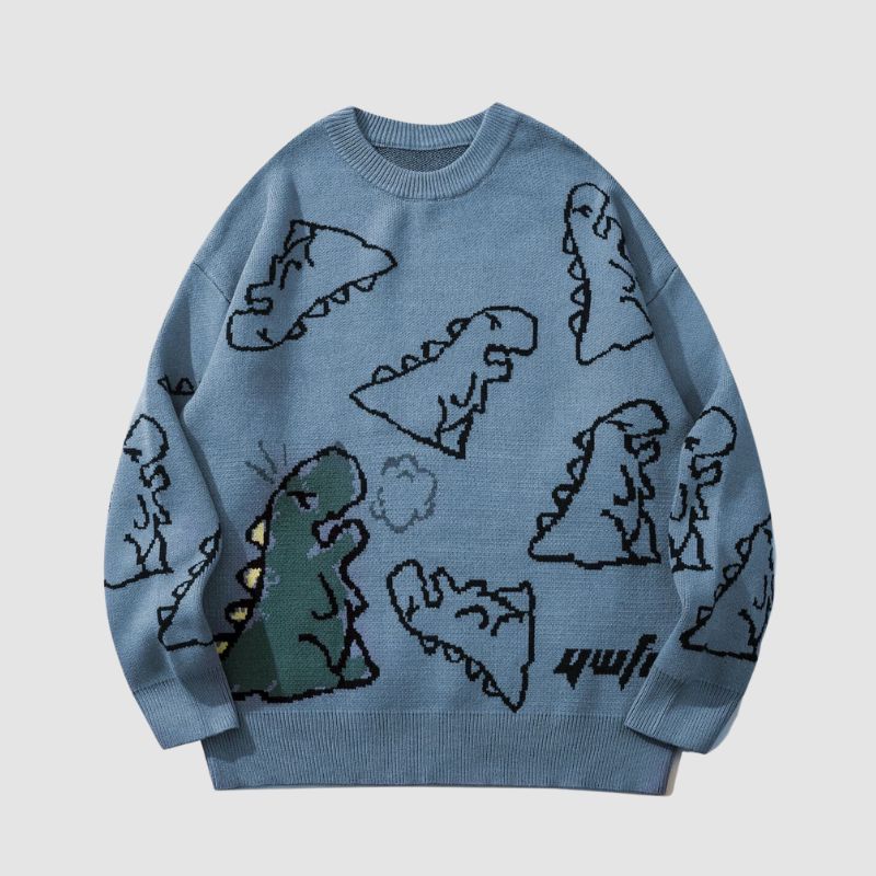 Style Core Aesthetics, New Style Trends Dinosaur Printed Sweater Style Core Aesthetics, New Style Trends Dinosaur Printed Sweater