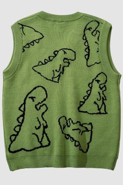 Style Core Aesthetics, New Style Trends Dinosaur Printed Vest Sweater