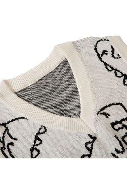 Style Core Aesthetics, New Style Trends Dinosaur Printed Vest Sweater