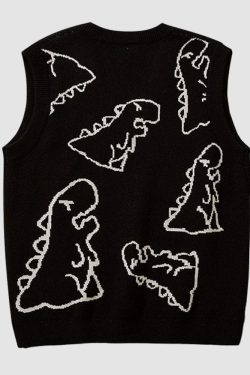 Style Core Aesthetics, New Style Trends Dinosaur Printed Vest Sweater