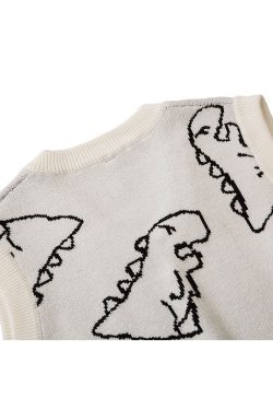 Style Core Aesthetics, New Style Trends Dinosaur Printed Vest Sweater