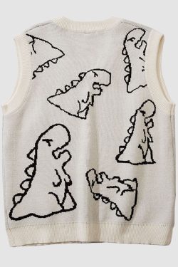 Style Core Aesthetics, New Style Trends Dinosaur Printed Vest Sweater