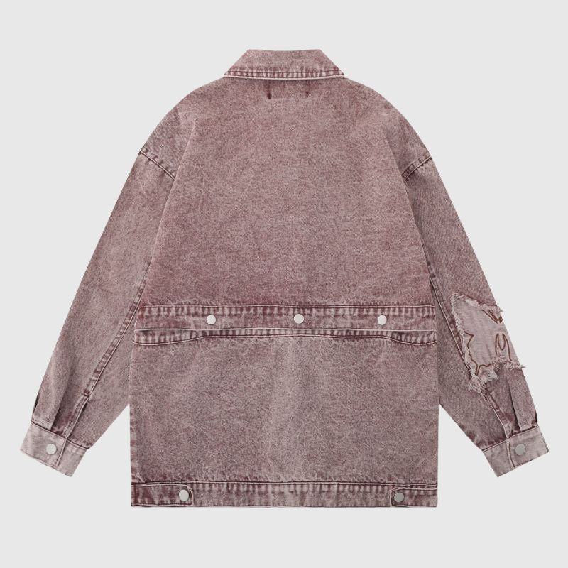 Style Core Aesthetics, New Style Trends Distressed Denim Butterfly Embroidered Jacket Style Core Aesthetics, New Style Trends Distressed Denim Butterfly Embroidered Jacket