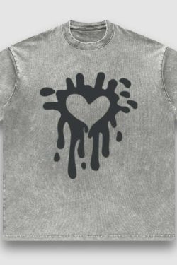 Style Core Aesthetics, New Style Trends Distressed Heart Print Tee