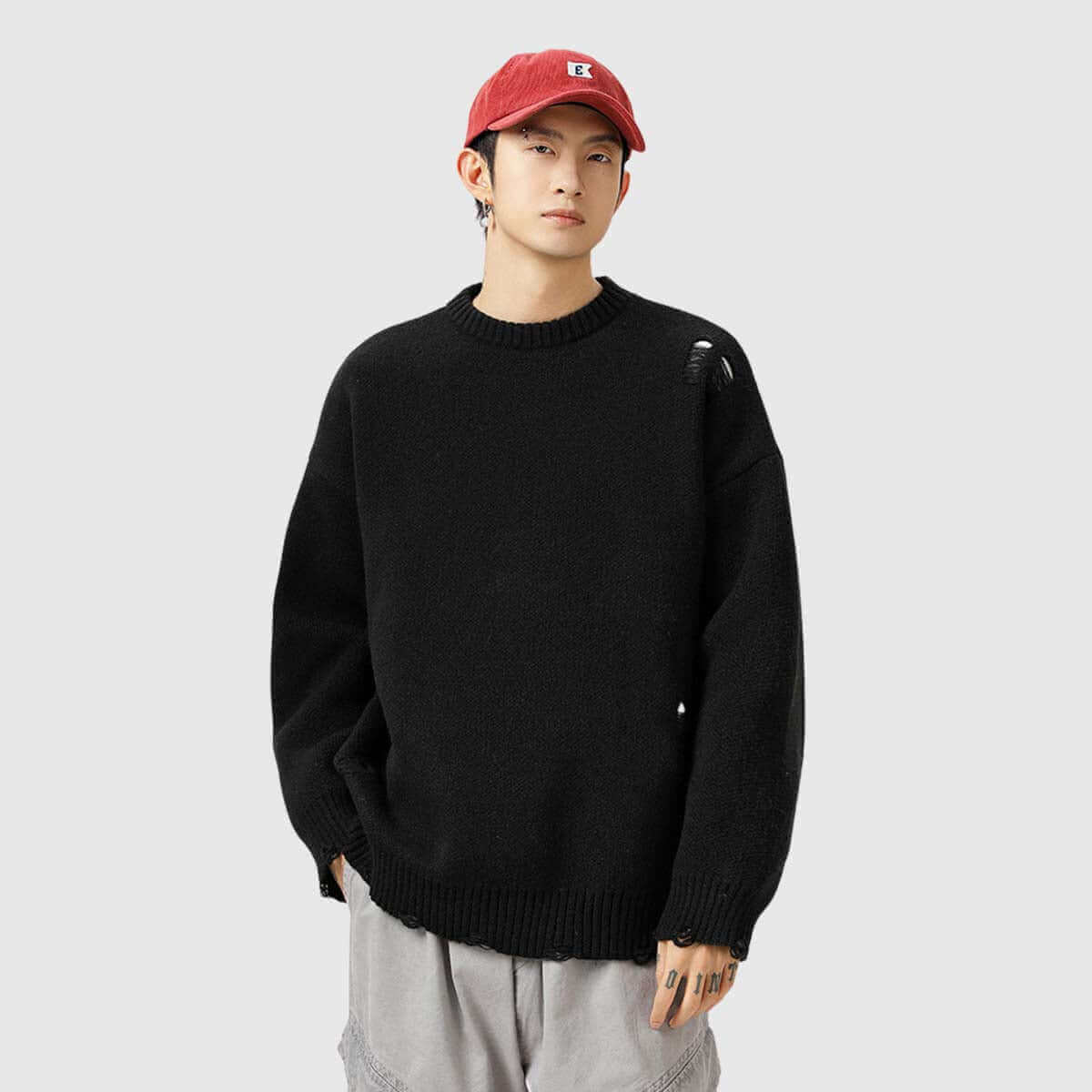 Style Core Aesthetics, New Style Trends Distressed Knit Pullover Sweater Style Core Aesthetics, New Style Trends Distressed Knit Pullover Sweater