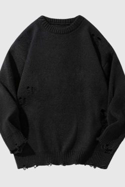 Style Core Aesthetics, New Style Trends Distressed Knit Pullover Sweater