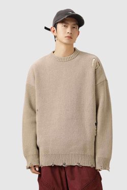 Style Core Aesthetics, New Style Trends Distressed Knit Pullover Sweater