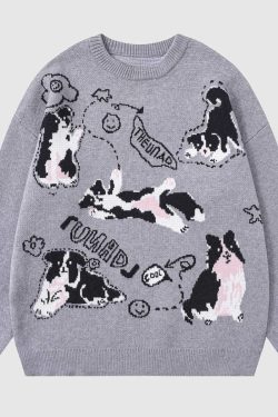 Style Core Aesthetics, New Style Trends Dog Pattern Knit Sweater