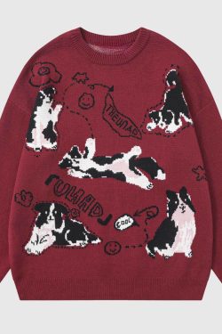 Style Core Aesthetics, New Style Trends Dog Pattern Knit Sweater