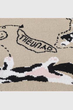 Style Core Aesthetics, New Style Trends Dog Pattern Oversized Knit Sweater