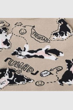 Style Core Aesthetics, New Style Trends Dog Pattern Oversized Knit Sweater