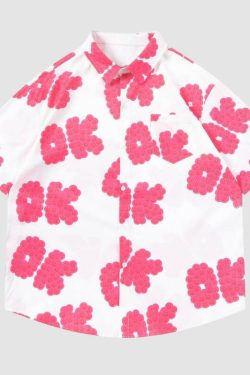 Style Core Aesthetics, New Style Trends Dopamine 'OK' Print Shirts