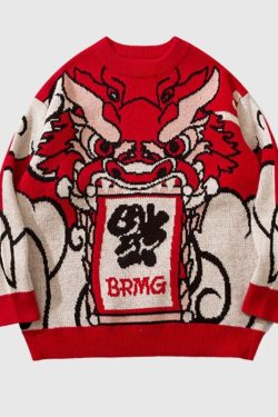 Style Core Aesthetics, New Style Trends Dragon-Themed Oversized Sweater