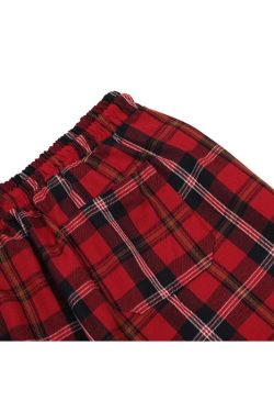 Style Core Aesthetics, New Style Trends Drawstring Plaid Casual Pants