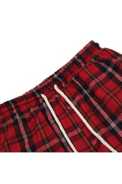 Style Core Aesthetics, New Style Trends Drawstring Plaid Casual Pants