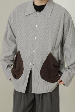 Style Core Aesthetics, New Style Trends Drawstring Pocket Stripe Shirts