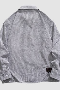 Style Core Aesthetics, New Style Trends Drawstring Pocket Stripe Shirts