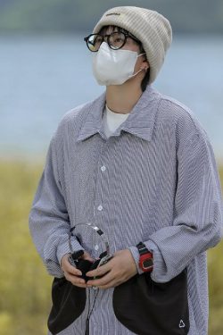 Style Core Aesthetics, New Style Trends Drawstring Pocket Stripe Shirts