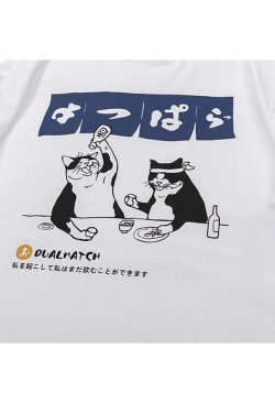 Style Core Aesthetics, New Style Trends Drinking Cat Printed Tee