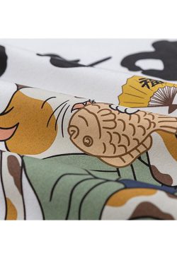 Style Core Aesthetics, New Style Trends Eating Fish Cartoon Pattern Tee