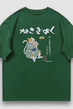 Style Core Aesthetics, New Style Trends Eating Fish Cartoon Pattern Tee