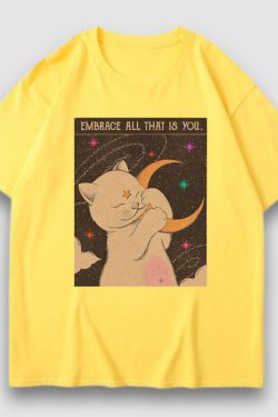 Style Core Aesthetics, New Style Trends Embrace Moon Cartoon Print Tee