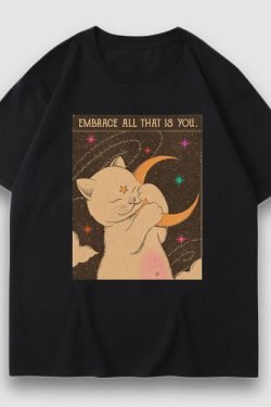 Style Core Aesthetics, New Style Trends Embrace Moon Cartoon Print Tee